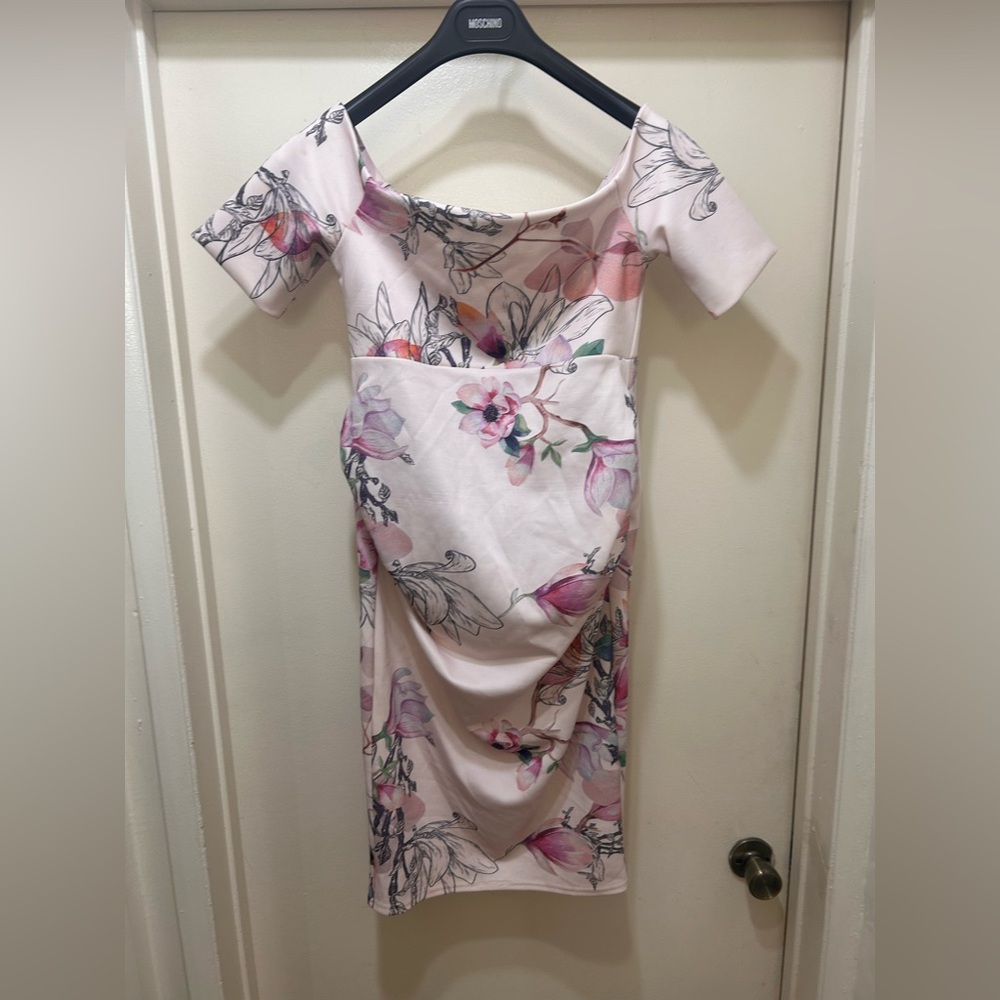 Asos Floral Midi Dress Short Sleeve Women's Size 6 Pink Cottagecore Fairy